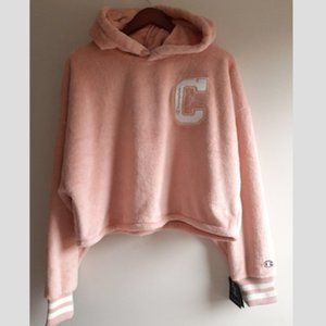 Champion faux-fur cropped hoodie